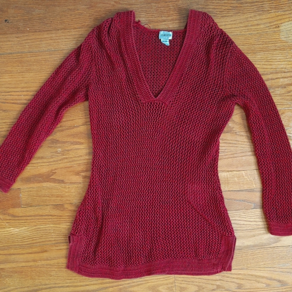 Knit hooded sweater